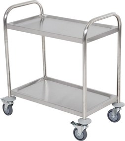 HOMCOM Rozsdamentes Acél Konyhai Kocsi Kerekekkel, Tálcákkal és 2 Karral Étkezőbe és Nappaliba 70,5x40,5x81 cm Ezüst | Aosom