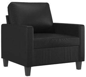 fekete műbőr kanapéfotel lábtartóval 60 cm