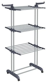 ELTON ruhaszárító 4 szintes, kerekekkel, 76x172x50 cm, szürke SongmicsHome