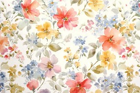 Fotótapéta Flizelina Akvarell Természet Színes Retro Virágok 368x254 ragasztó