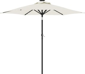 vidaXL fehér kerti napernyő LED-del és acél rúddal 225 x 225 x 212 cm