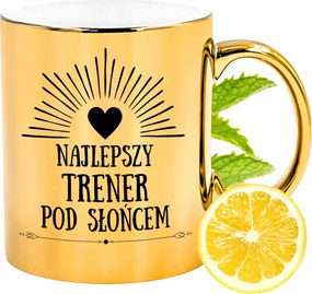 Prémium Arany Csillogó Bögre Edzőnek Ajándék Nyomtatott Fotóval