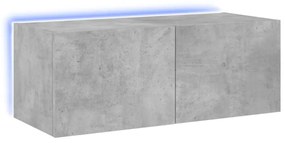 betonszürke falra szerelhető TV-szekrény LED-del 80x35x31 cm