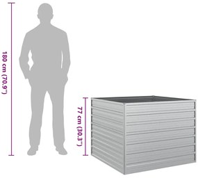 ezüstszínű horganyzott acél kerti magaságyás 100 x 100 x 77 cm