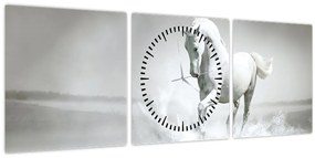 Kép - Fehér ló (órával) (90x30 cm)
