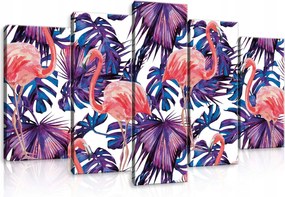 Vászonkép 100x60 Trópusi flamingó egzotikus világos nyári fali dekoráció rózsaszín