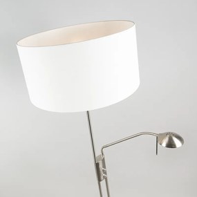 Acél és fehér állólámpa állítható olvasókarral - Luxor