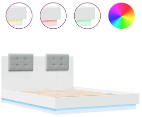 fehér ágykeret fejtámlával és LED-világítással 135 x 190 cm