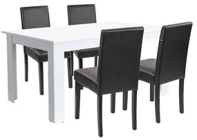 Leon 4+1 étkező garnitúra fehér-fekete