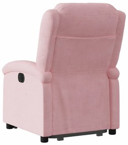 rózsaszín bársony felállást segítő dönthető fotel