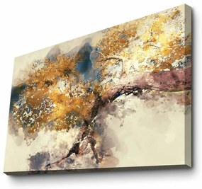 Vászon falikép, absztrakt festék, 70x100 cm, krémszínű-világosbarna - JOUVENCE