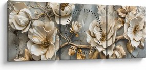 Kép - Márvány háttér virágokkal (órával) (90x30 cm)