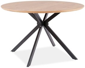 Tölgyfa étkezőasztal fekete lábakkal ASTER 120x120