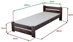 Laura ágy 80x200, diófa Ágyrács: Lamellás ágyrács, Matrac: Somnia 17 cm matrac