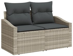 6 részes kertiszófa készlet párnákkal - világosszürke poly rattan