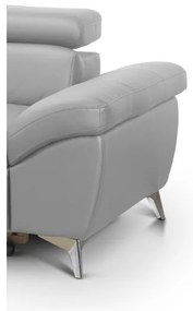 Bőrkárpitos, balos, L-alakú SALERNO II sarokkanapé, szürke