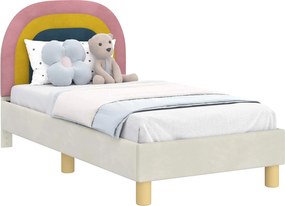 vidaXL Gyerekágy keret fejtámlával Krém 70 x 140 cm Bársony