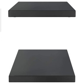 2 db fekete rozsdamentes acél fali polc 100 x 30 x 3 cm