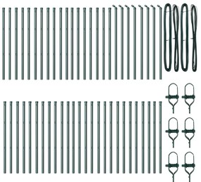 Kerítésoszlopok 52 db Zöld Ø32 mm 100 cm Horganyzott Acél