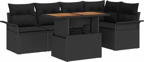 vidaXL Kerti Kanapé Szett párnával 6 pcs Fekete