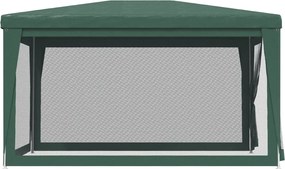 Zöld HDPE rendezvénysátor 4 hálós oldalfallal 3x4 m