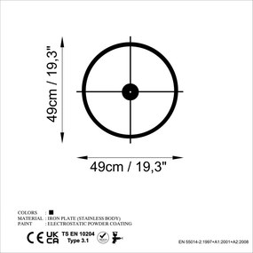 Simple fém falióra, 49×49 cm
