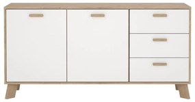 Fehér-natúr színű komód tölgyfa dekorral 147x73x39 cm Ikast – Tvilum