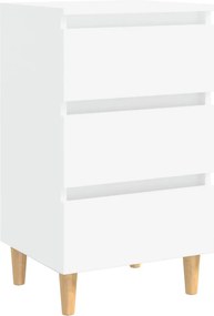 vidaXL fehér éjjeliszekrény tömör fa lábakkal 40 x 35 x 69 cm
