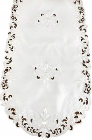 Asztali Futófelület 40x85 Fehér Dekoratív Hímzéssel