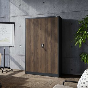 Fém irodai iratszekrény JAN II, Eco Design: antracit/dió