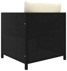 fekete polyrattan kerti kanapé párnákkal