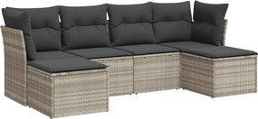 vidaXL 6 részes világosszürke polyrattan kerti ülőgarnitúra párnákkal
