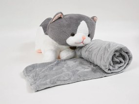 Plüss MACSKA szürke babatakaróval belül