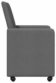 Étkező Székek kerékkel 2 pcs Sötétszürke 57 x 66 x 94 cm szövet