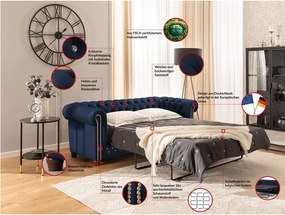 Kék bársony kinyitható kanapé 203 cm York Blik – Ropez