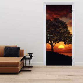 Fotótapéta ajtóra - Fa naplementével (95x205cm)