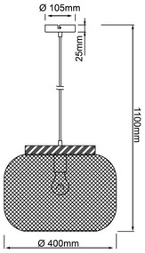 Brilliant - GIADA zsinóros csillár 1xE27/40W/230V, Ø 39 cm, szürke