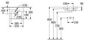 Villeroy & Boch 43703701 - Függesztett mosdó SUBWAY 37x30,5 cm kerámia/fehér