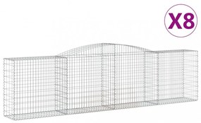 8 db íves horganyzott vas gabion kosár 400x50x100/120 cm