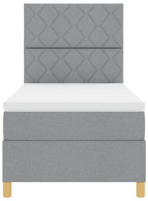Box Spring Ágy Matraccal Világosszürke Egyszemélyes Ágy Szövet