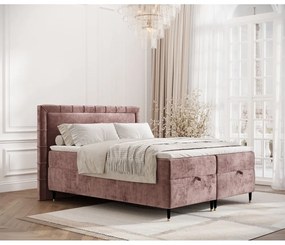 Rózsaszín ágyneműtartós boxspring ágy 160x200 cm Voyage – Maison de Rêve