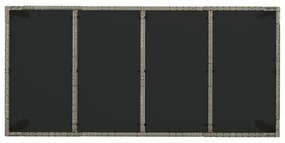 szürke polyrattan üveglapos kerti asztal 190 x 90 x 75 cm