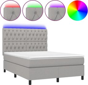 vidaXL sötétszürke szövet rugós és LED-es ágy matraccal 140x190 cm