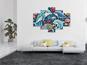 Kép – Rajzolt vízi állatok (150x105 cm)