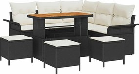 vidaXL Kerti Kanapé Szett párnával tárolóval 9 pcs Fekete és Krém