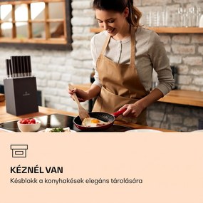 Klarstein Kitano XL, késkészlet tömbbel, 13 darabos, 12 kés, acél, luxus fa blokk