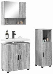 Fürdőszoba bútor szett 3 pcs Szürke sonoma 61 x 35 x 64 cm