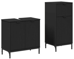 Fürdőszoba bútor szett 2 pcs Fekete 39.5 x 36 x 88 cm Faanyag
