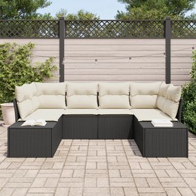 Kerti Kanapé Szett 6 pcs Fekete és krémszínű 234 x 154 x 85 cm