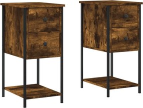 vidaXL 2 db füstös tölgy színű szerelt fa éjjeliszekrény 32x42x70 cm